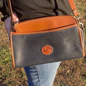 Vintage Dooney & Bourke Zip Top Crossbody bag, navy/tan